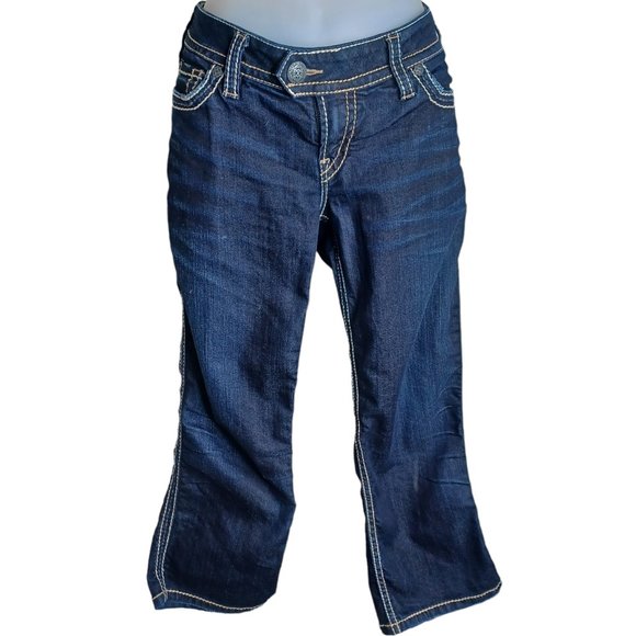 Silver Womens Tuesday Skinny Crop‎ Jeans Size 31 Dark Wash Stretch Denim - Picture 1 of 5